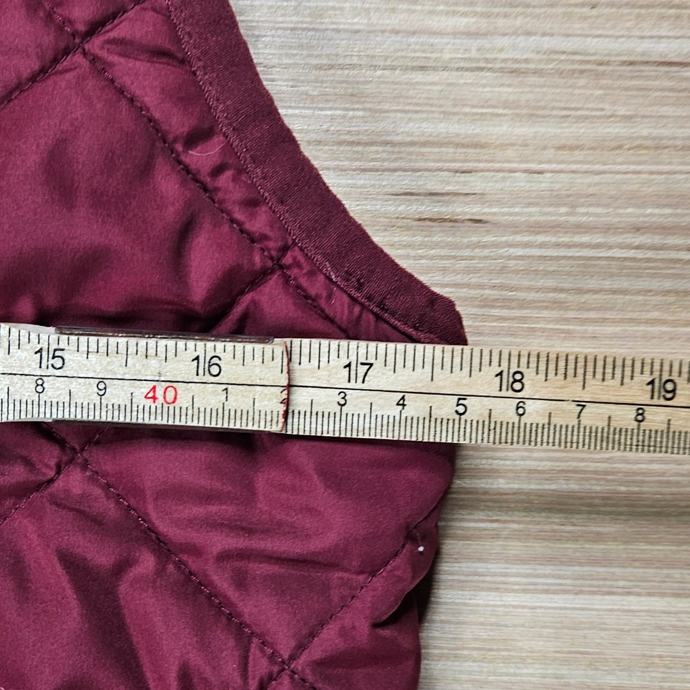J‎ Crew Mercantile Ruffle Quilted Vest Womens S Burgundy Neck Zip Up J6869 FA18 - Picture 4 of 11